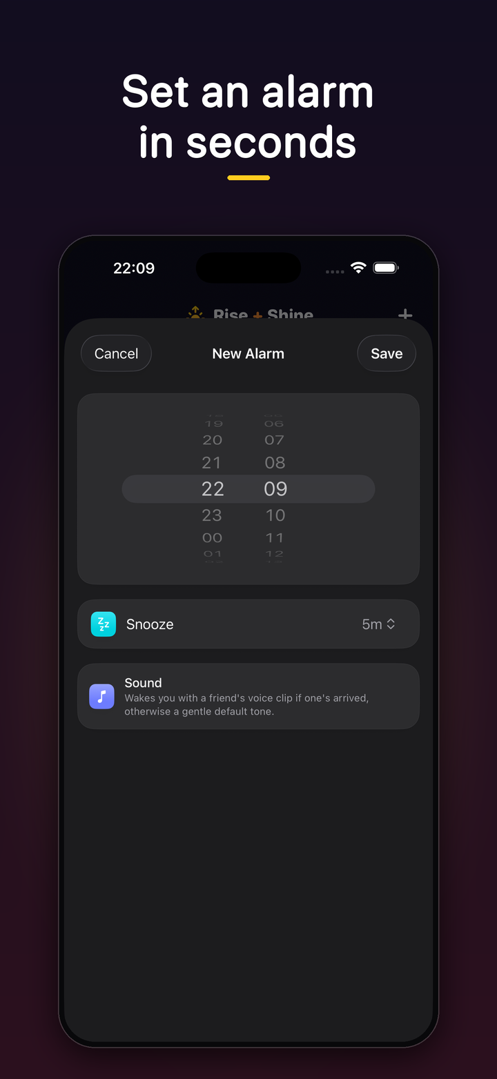 Set an alarm in seconds